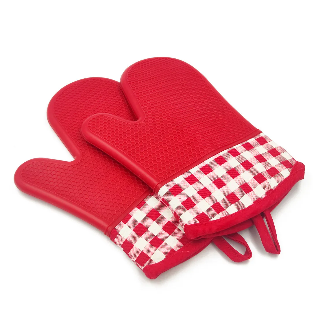 

Amazon Hot Selling Silicone Heat Resistant Short Length Oven Gloves Filed With Cotton, Picture