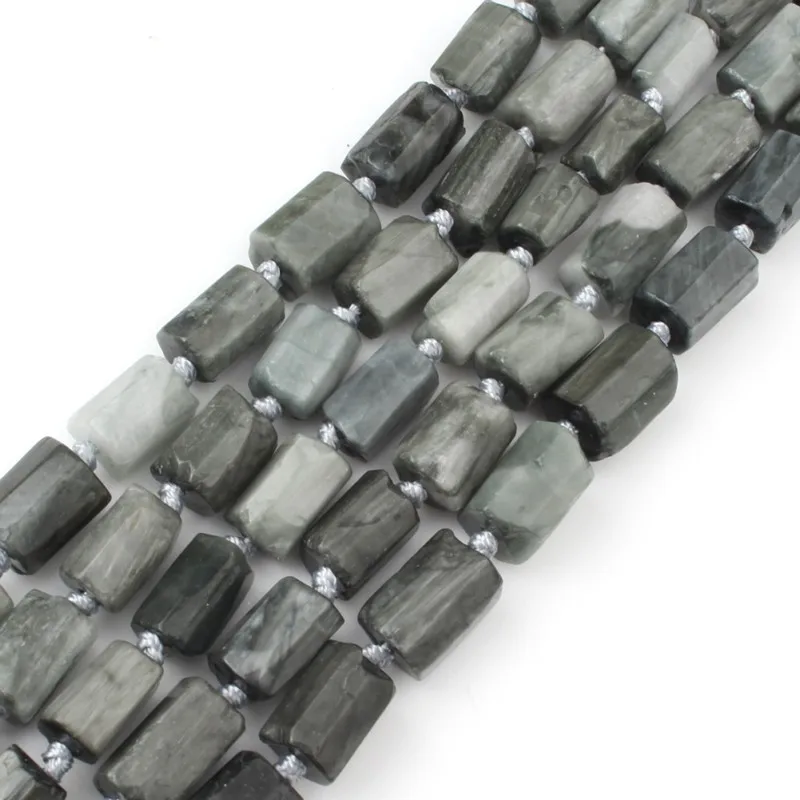 

7.5Inch 8x11mm Natural Cylinder Shape Hawk Eye Stone Loose Beads For Jewelry DIY Making