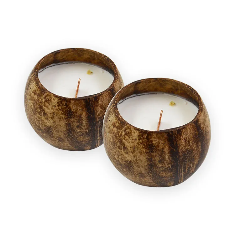 

Wholesale Natural Coconut Shell Bowl Candles Wooden Wick Custom Logo, Natural coconut shell color