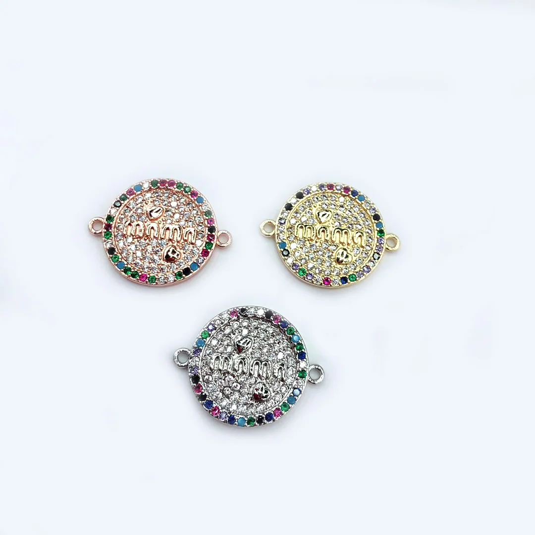 

Micro Pave CZ Round Disc Connector Jewelry Findings For Simple Bracelet Making
