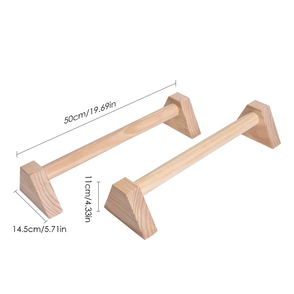 

OEM logo laser engrave pine wood 30cm/50cm wooden parallel bars Push Up Bar/Wood Parallettes bar