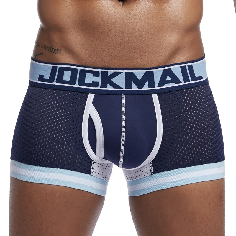 

JOCKMAIL Fashion Popular Large Size Low Waist Mesh Boxer Shorts Breathable Sports Boxer Underwear Nylon Men's Underwear, Black