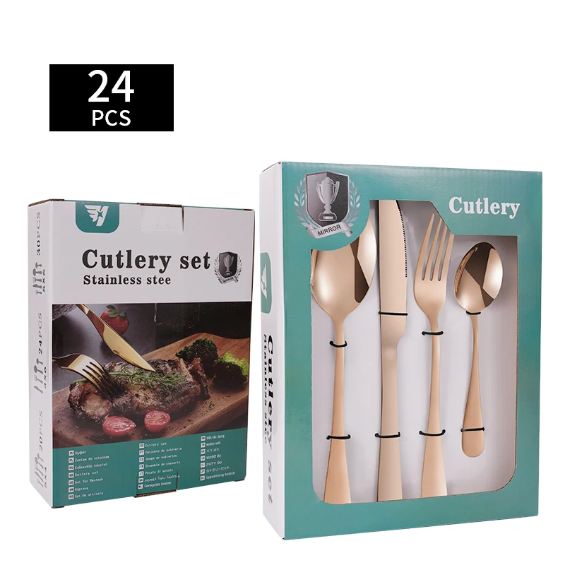 

personalised houseware Gift Set Stainless Steel 24pcs Cutlery Set with Box Cutlery Sets