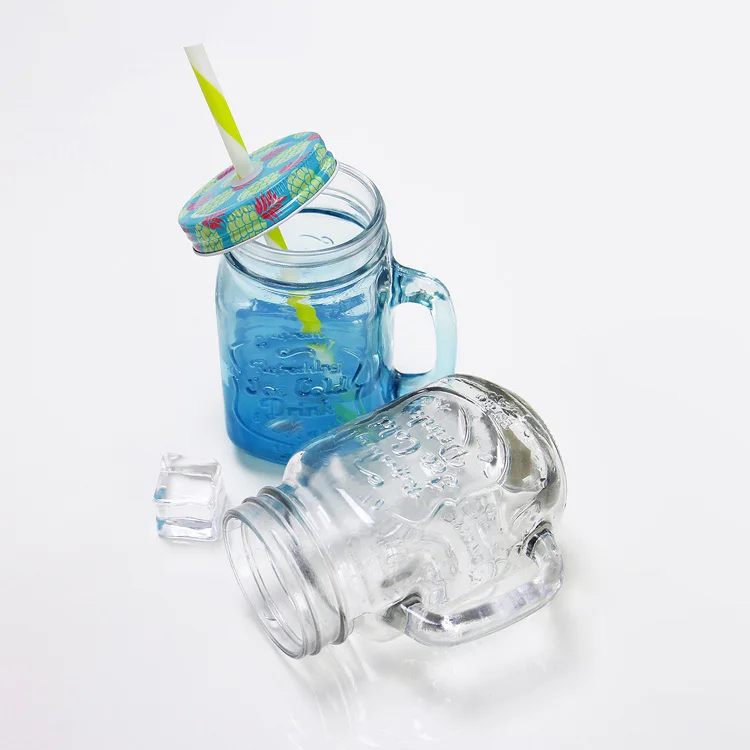 

Mason Jar with Lid with Hole and Straw a Set of Mason Jar with Color Box