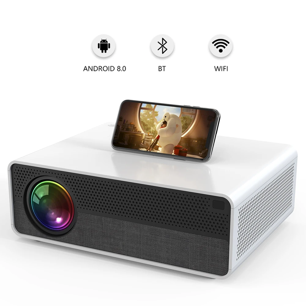 

Factory direct OEM/ODM 14000 high lumen projector 1080p full HD 4k LCD portable home theater outdoor projector, White/black