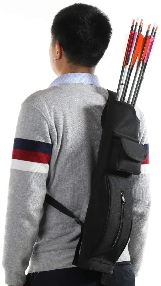 Details about   Back Canvas Arrow Quiver Holder Shoulder Hanged Target Shooting Front Pockets 