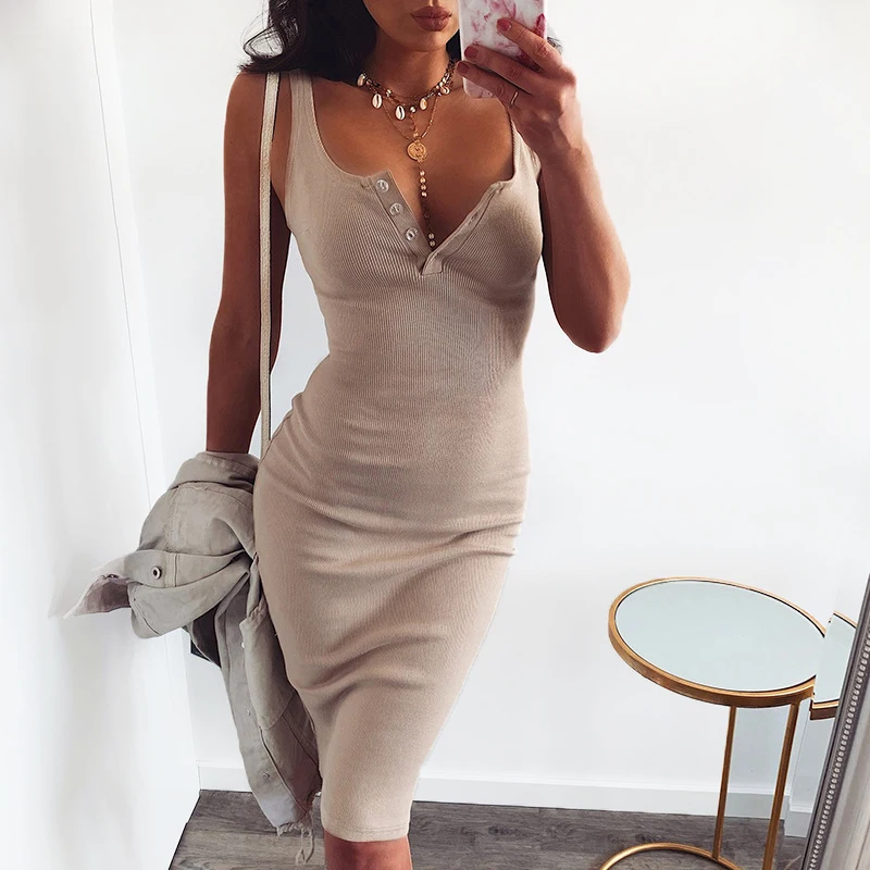 

Amazon Top Seller 2021 Summer Mini Dress Party Women Dresses Square Neck Bodycon Sleeveless Womens Sexy Club Dresses, Customized color