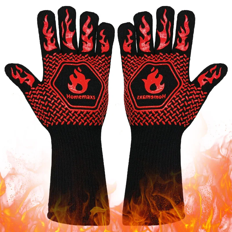 

One Piece BBQ High Temperature Resistance Oven Mitts 500 800 Degrees Fireproof Barbecue Heat Insulation Microwave gloves