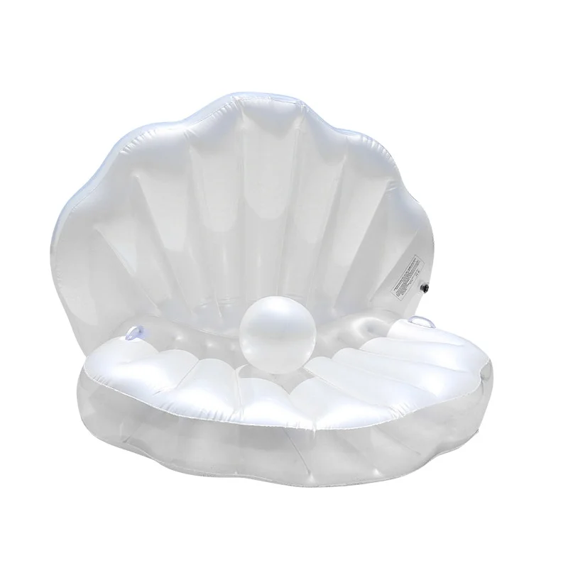 

Shell Inflatable Floating Row Swimming Deck Chair Scallop Mount Mermaid Water Supplies Inflatable Floating Bed, White