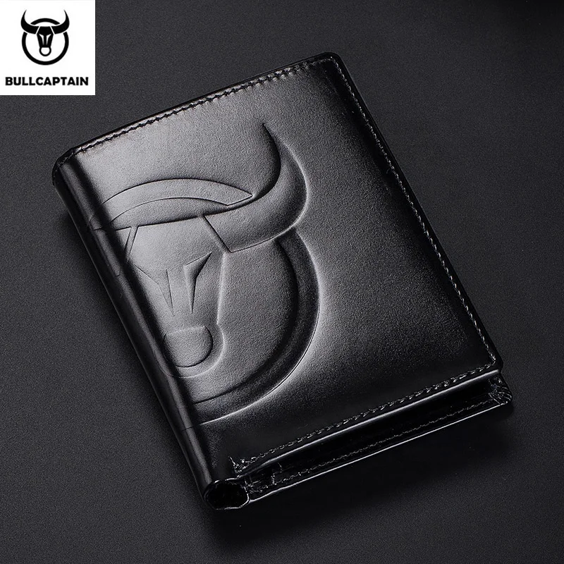 

BULLCAPTAIN Hot-selling Retro Leather Men's Business Card Holder Rfid Wallet Short Wallet Leather Men's Casual Wallet