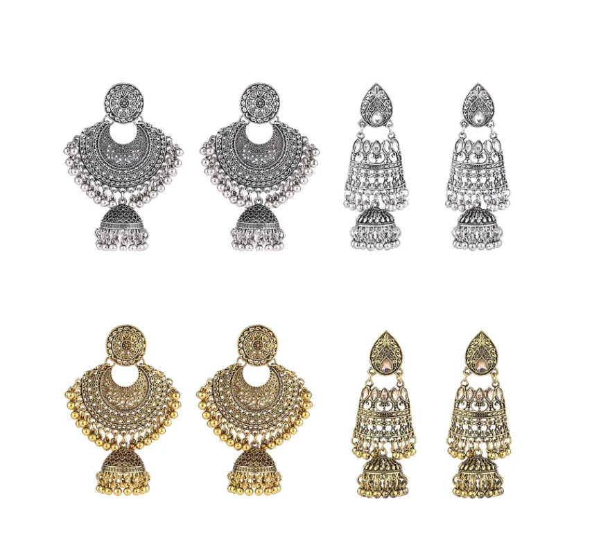 

New Arrivals Wholesale Women Indian Alloy Hoops Earrings Silver Plated Earrings