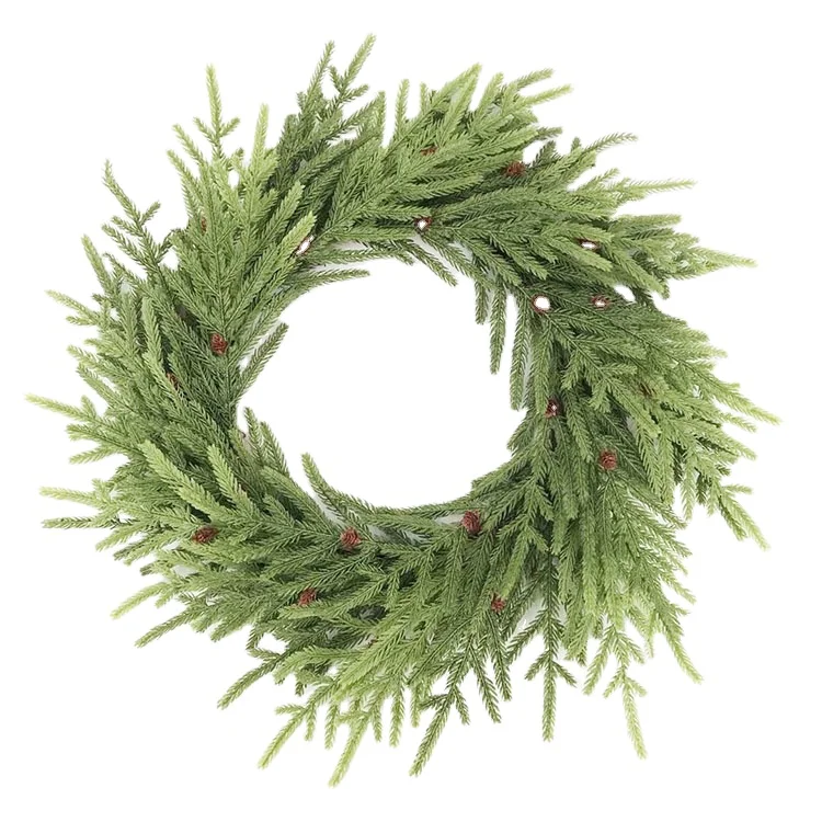 

Pine Artificial Christmas Gifts for Party Decor Front Door Wreath Norfolk Pine Christmas Wreath for Fireplace Decor, Green and other customized...