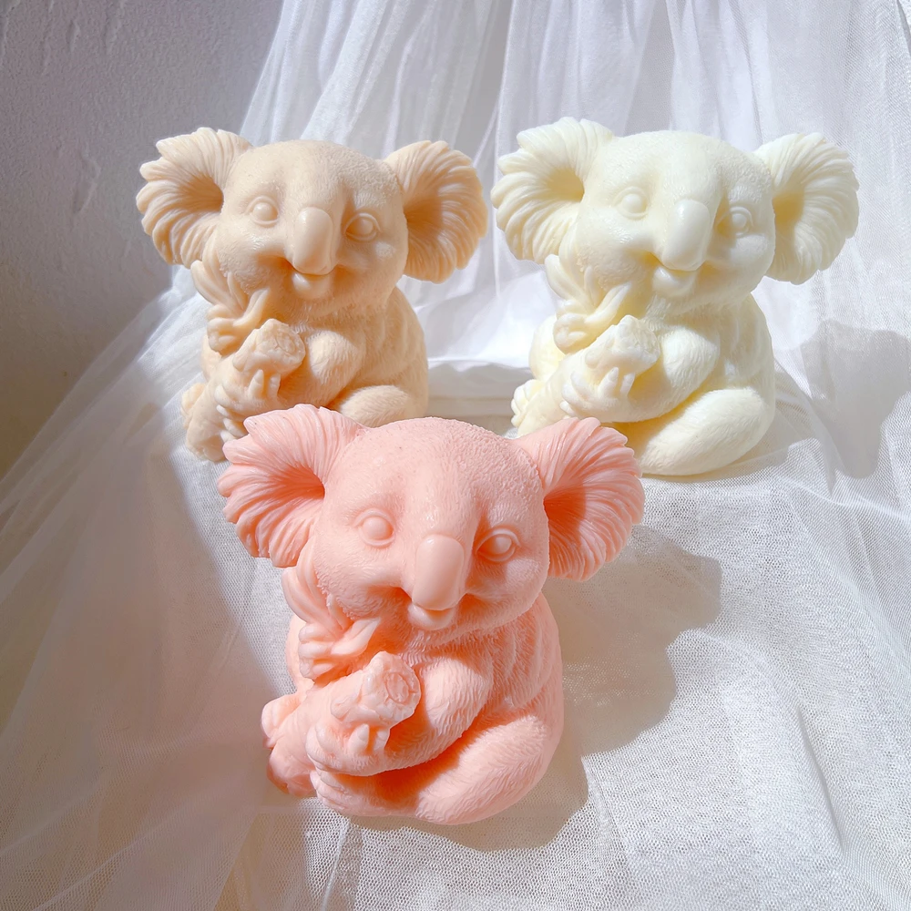 Baby Bear Silicone Wax Mould Home Decor  Figurine Animal Art Candle Molds Cute Koala Silicone Mold