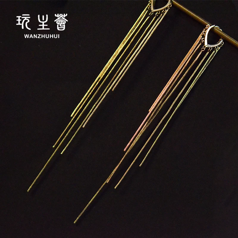 

2021 women New arrival tassel drop 14k gold plated long earrings