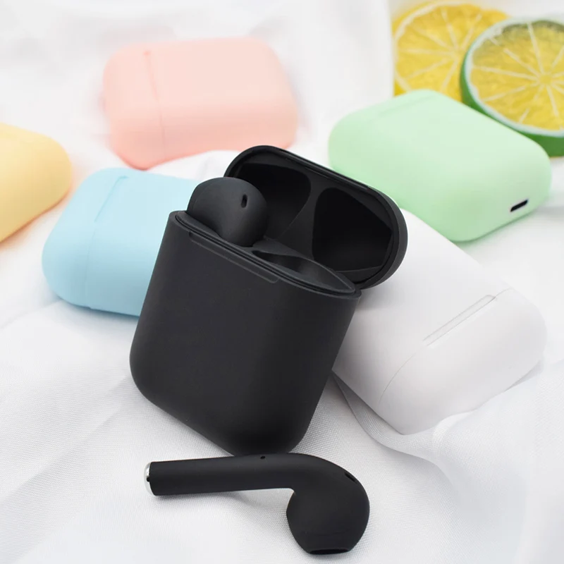 

Ready To Ship In Stock White I12 TWS Inpods 12 Earphones Earbuds with Charging Box, Matte white blue yellow pink green