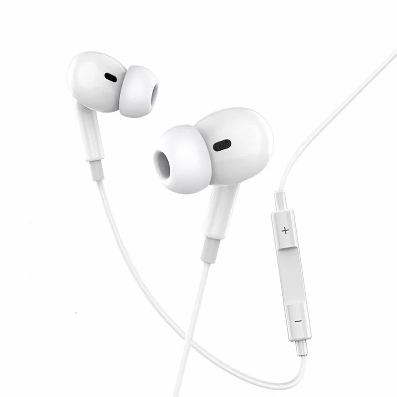 

mobile phone 3.5mm type-c light ning jack wired earphone earpod hand free earbuds Auriculares headset for apple earphone, White