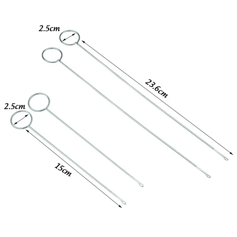 Long + Short 2Pcs/Set Wholesale Metal Sewing Tool Loop Turner Hook With Latch For Turning Fabric Tubes Binding