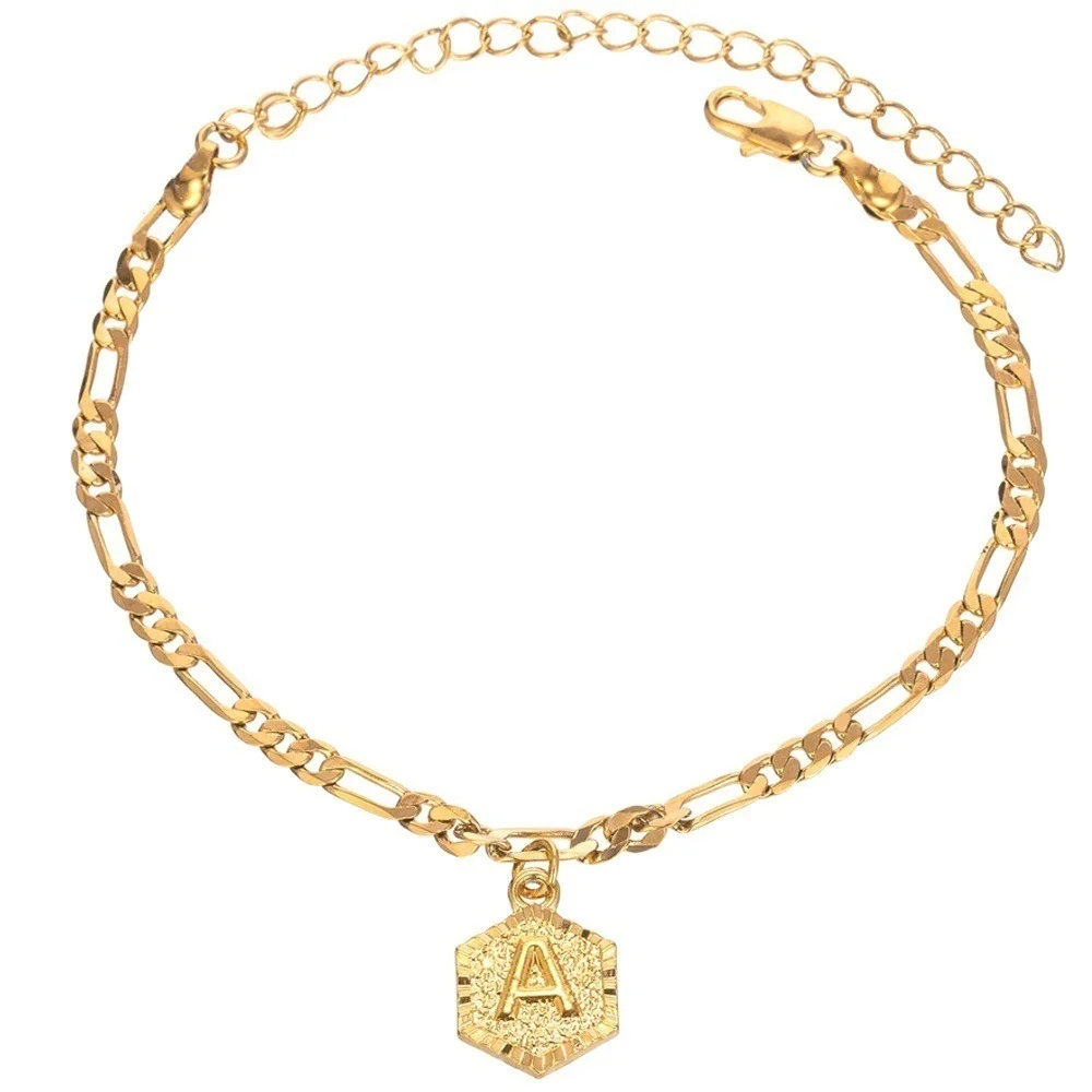 

Hot-sellimg Summer Beach Alloy Gold Plated A-Z Initial Letter Anklet Gold Chain Necklace For Women Anklet Feet Jewelry Accessory