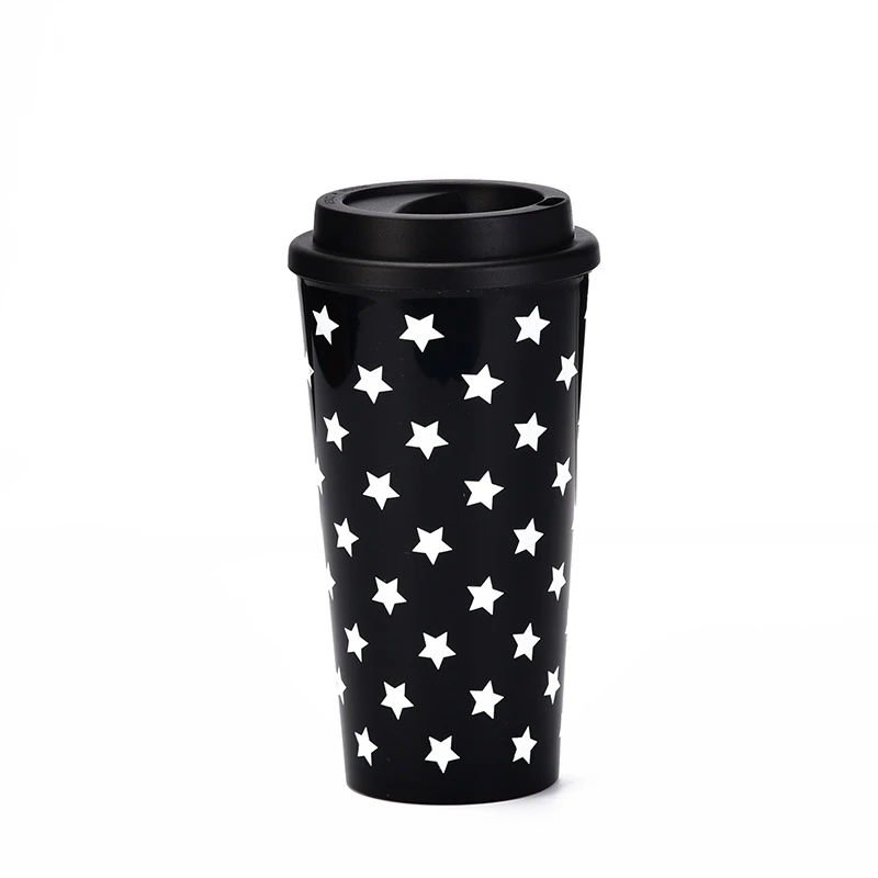 

16oz Double wall plastic coffee cup custom mugs travel coffee mug with lid, Customized colors acceptable