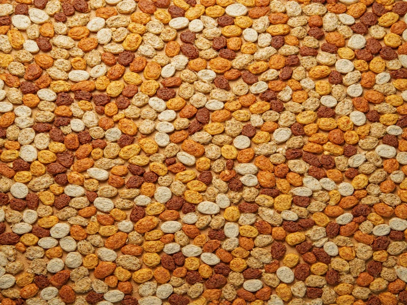 Mosaic artwork made from colored bread crust pieces