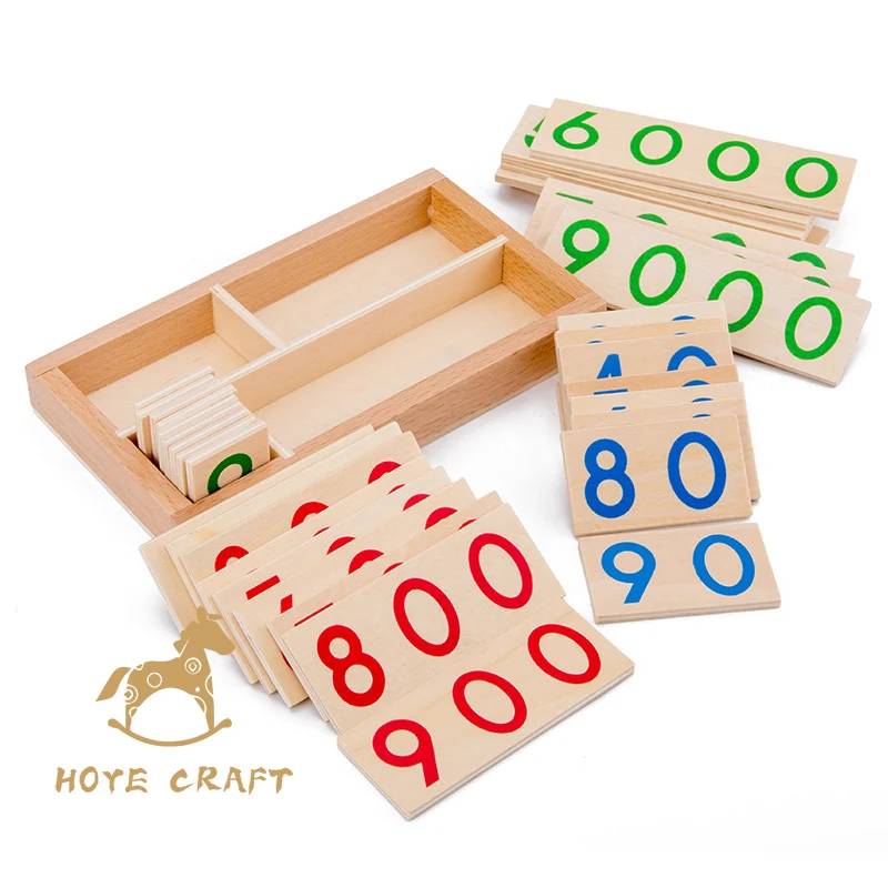 

HOYE CRAFT Children 1-9000 Digital Blocks Box Wooden Number Cards Montessori Teaching Toys