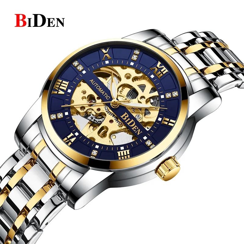 

BIDEN top sellers 2020 for amazon gold chains custom hollow watches men luxury brand automatic mechanical watch