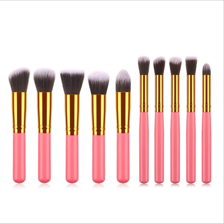 

10pcs Black Classic Entry Level Custom Logo Make Up Brushes Synthetic Makeup Brush Kits Professional Beauty Makeup Tools, Picture