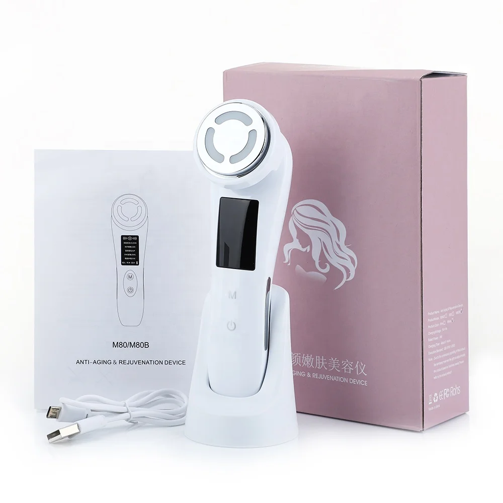 

2021 OEM New Fashion Face Lifting Skin Tightening Remove Wrinkles Multi-function EMS LED Light Therapy RF Facial Beauty Device, White