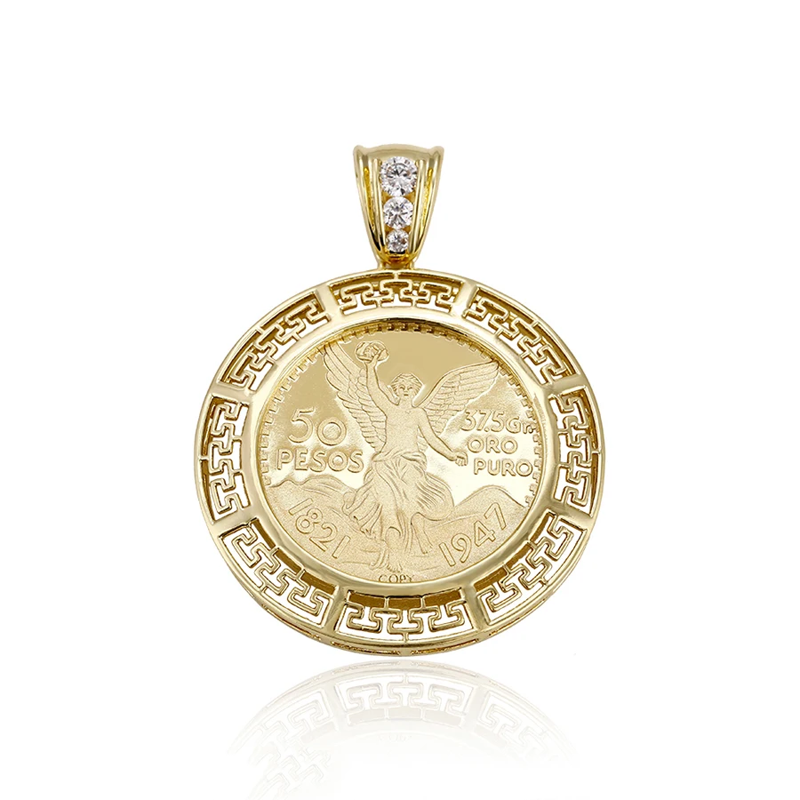 

33126 Xuping wholesale gold pendant designs, 50 Peso Mexican Coin mens pendant, badge necklace pendant