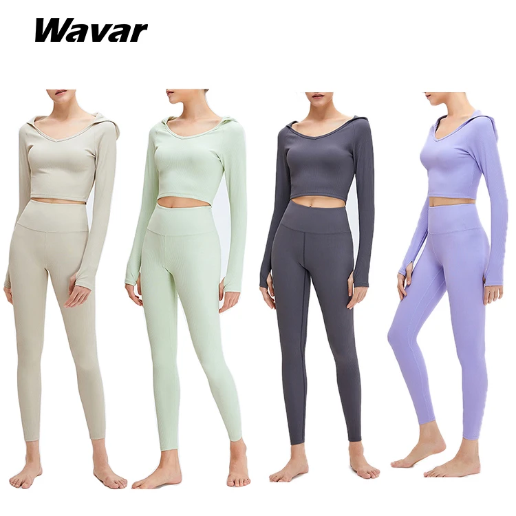 

wholesale custom seamless long sleeve suit 2021 fitness sports yoga wear set for women