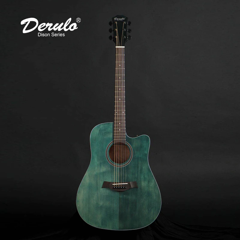 

Derulo Acoustic guitar Missing Angle Folk guitar 20Frets Nature Ply Sapele Wood Lake blue Top Veneer