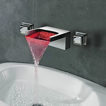 Rubinetti Bagno A Led.Colore Del Led Changin Cascata Lavabo Lavandino Rubinetto Montaggio A Parete 3 Pz In Ottone Bagno Miscelatore Rubinetti Finitura Cromata Buy Cascata Montaggio A Parete Bagno Rubinetto Lavabo Rubinetto 3 Pezzi Rubinetto