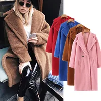 

High Quality Warm Winter Women Faux Sheep Fur Wool Long Teddy Bear Coat