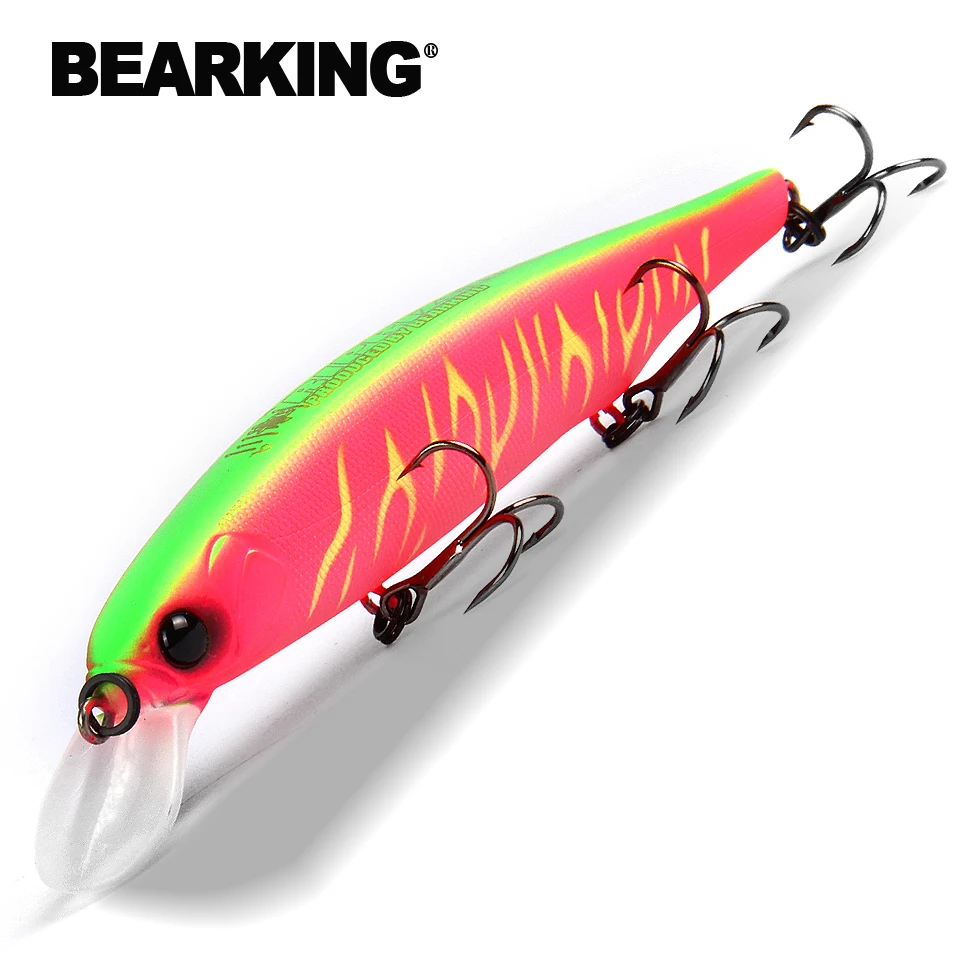 

Bearking 112mm 15g New hot model fixed weight system fishing lures hard bait dive 1.5m quality wobblers minnow, 14 colors