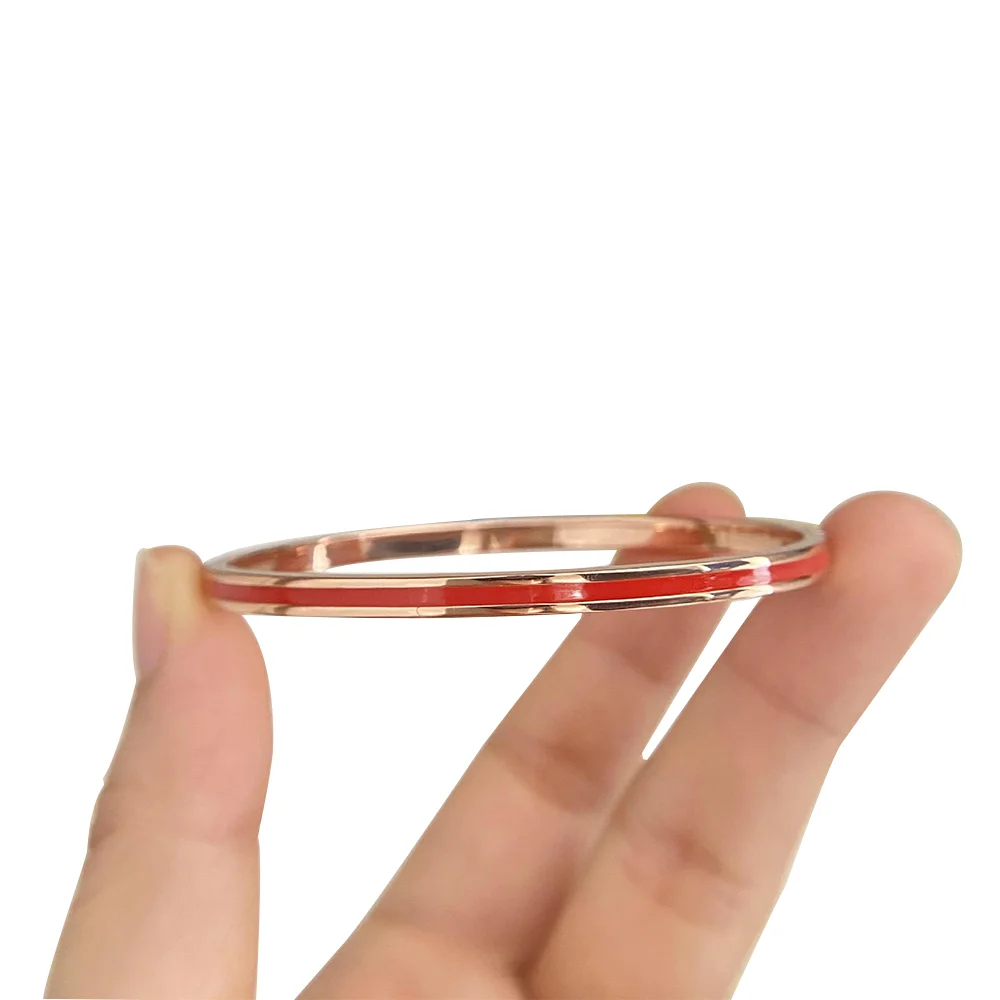 

925 Sterling silver rose gold plated women multicolor wrist bangles Enamel Colorful Bangle