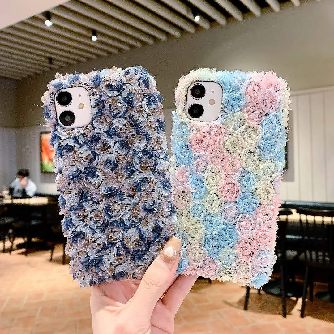 

Luxury Lace Rose Flower Phone Case for iPhone 8 Plus X XS Max XR 12 Pro Max SE 2020