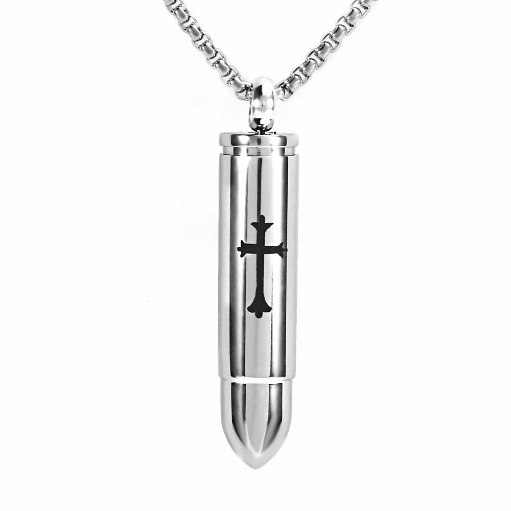 

Stainless Steel Jewelry Religious Series Bullet Urn Perfume Bottle Necklace For Men Women Joias De Aco Inoxidavel