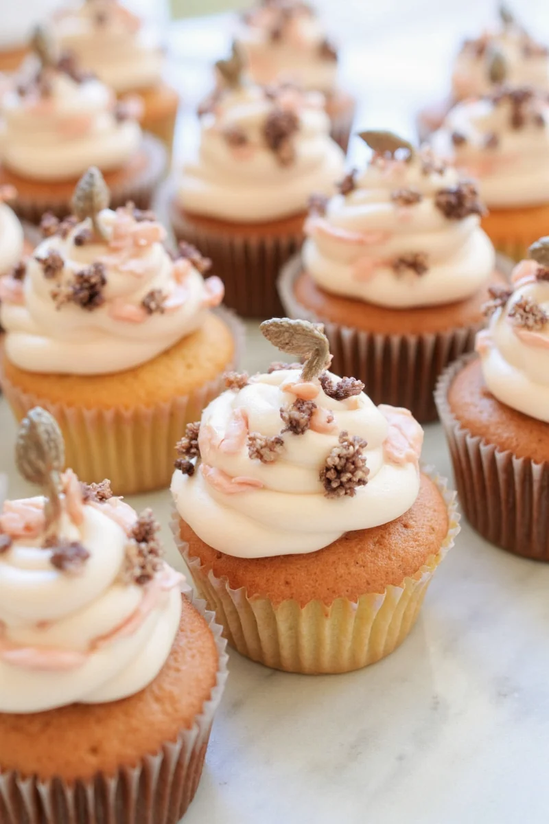 Autumn wedding cupcakes with rustic and elegant themes