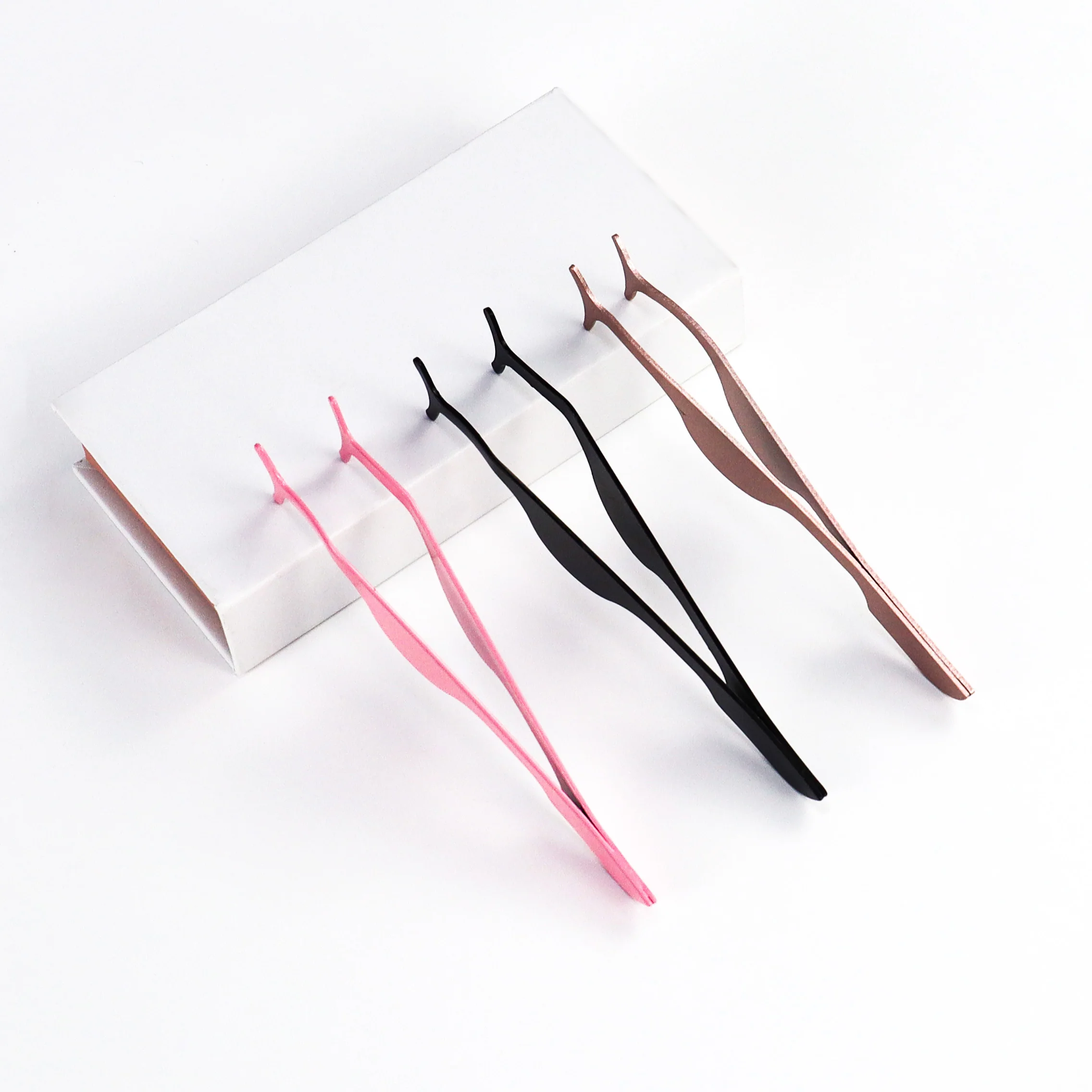 

Customized Stainless Steel Anti-static Black Slanted Eyebrow lash Tweezers, Black/ pink/ rose pink