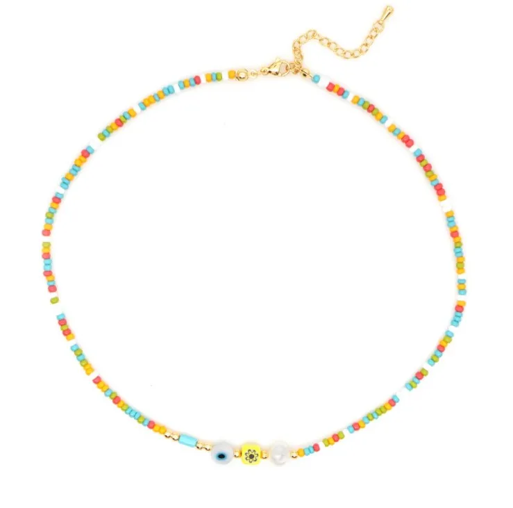 

2021 Fashion Boho Bead Rainbow Beach Necklace, As photos