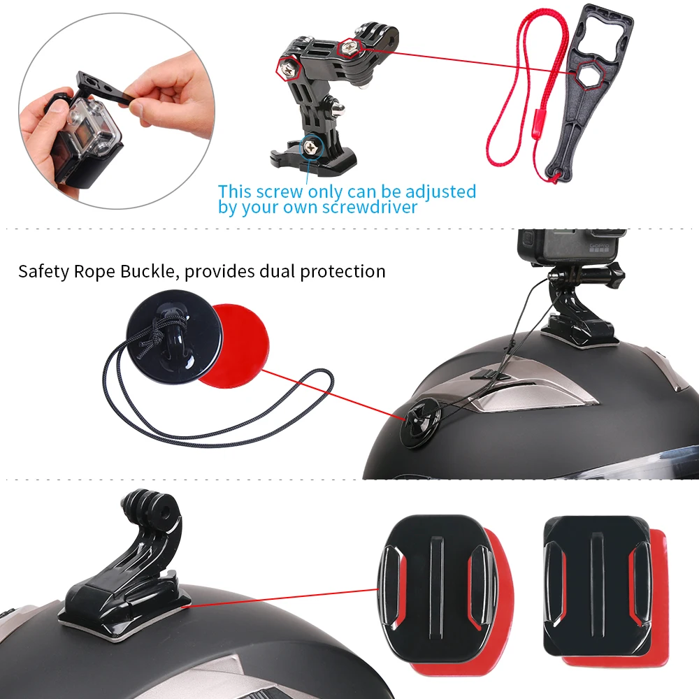 
SUREWO GoPro Accessories Motorcycle Helmet Mount for GoPro Hero 7 black 6 5 Black 4 Session 4 Silver 3+ SJ6000 YI and More 