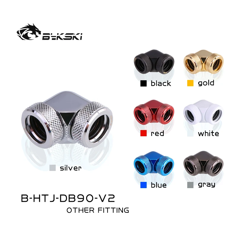 

Bykski OD14mm Hard Pipe Fitting 90 Degree Double Fast Hand-Tighted Compression, G1/4 4 Layers Diamond Pattern,B-HTJ-DB90-V2, Blue,gold,white,red,silver,black,grey 7 colors
