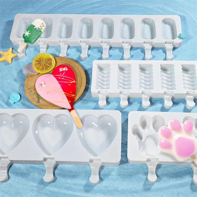 

Y3832 Hot Selling 4-cavity Love Bear Paw Ice Cream Silicone Creative Chocolate Popsicle Ice Mold, White