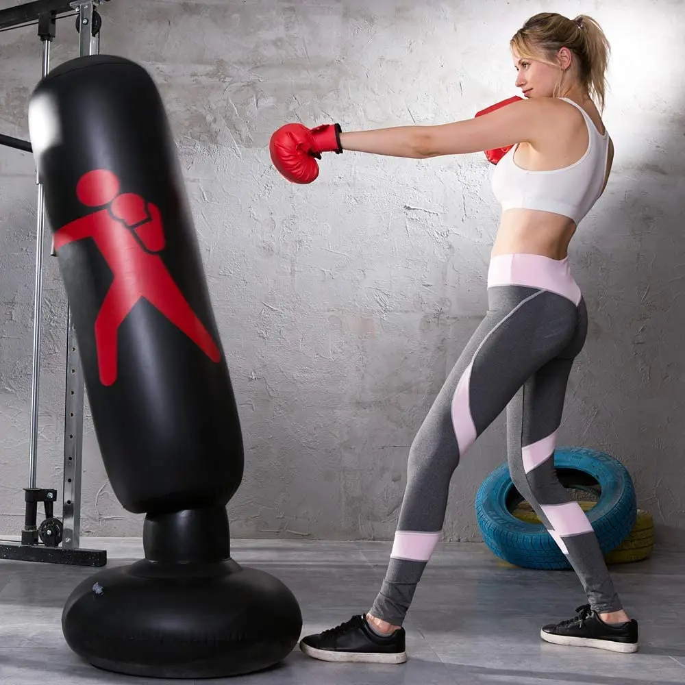 

CHRT 160cm PVC Material Adults Teenage Kids Inflatable Punching Bag Boxing Bag for Fitness Sport Stress Relief, Black