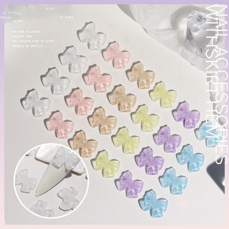 

Paso Sico Summer Transparent Designs Sweet Candy Butterfly Ribbon Bow Nail Jewelry Nail Art Charms for DIY Nail Accessories