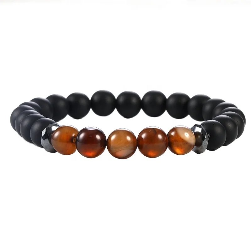 

DIY handmade natural Hematite stone bracelet men's bead bracelet charms 2019 new string bracelets for women