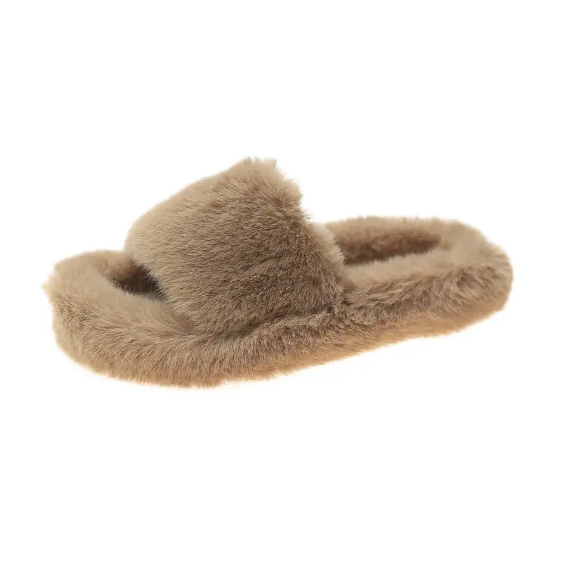 

Plush slippers women's winter 2021 autumn new indoor lazy flat bottom Plush household cotton slippers OEM customization, Customized color