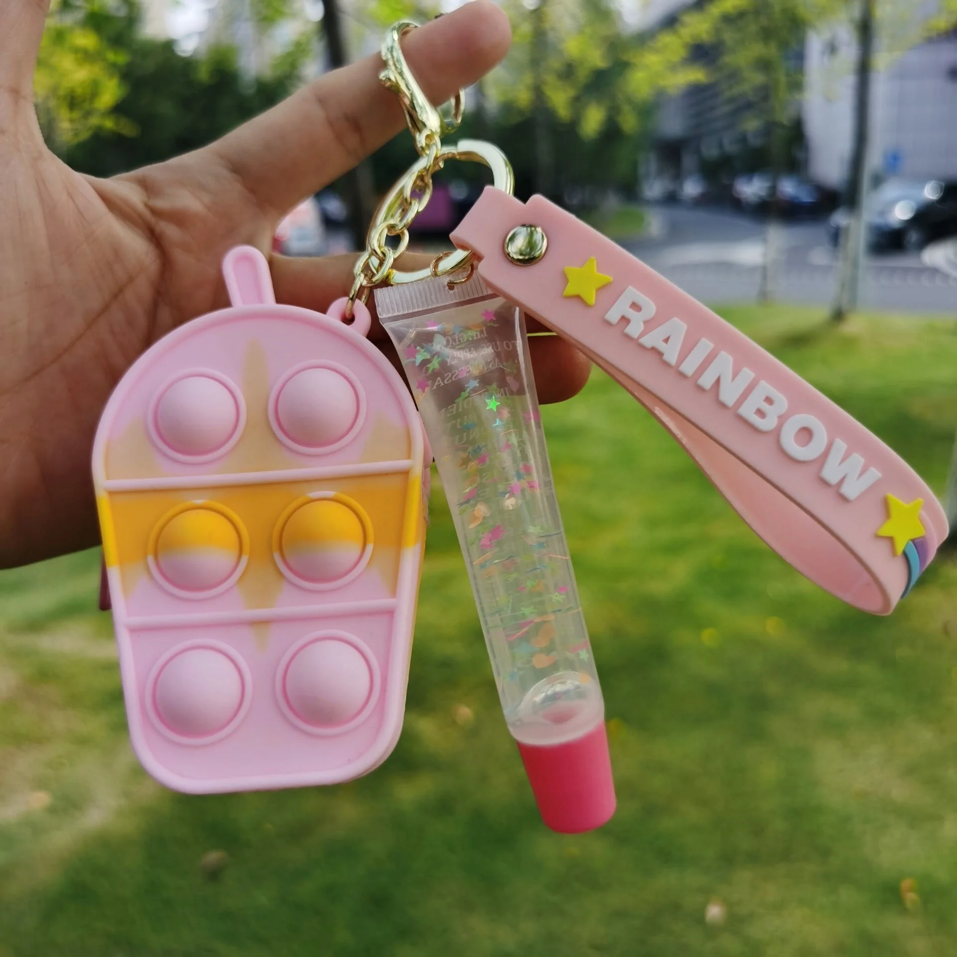 

Lipgloss Base Private Label Clear Fidget Toy Toys Set Sensory Cheap Container Lips Gem Sparkle Lip Gloss Keychains