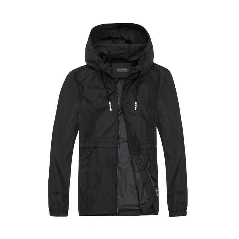 2019 Fashion Custom Bomber Jacket Men 100%Polyester Antumn Windbreaker Black Jacket Coat