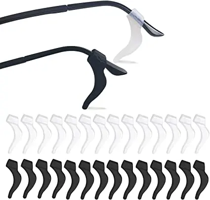 

Hot sale custom glasses accessories anti-slip sport adjustable eyewear retainer sunglasses safety silicone glasses ear hooks, Black,white